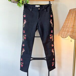 Artisan NY Black and Pink Floral Jeans